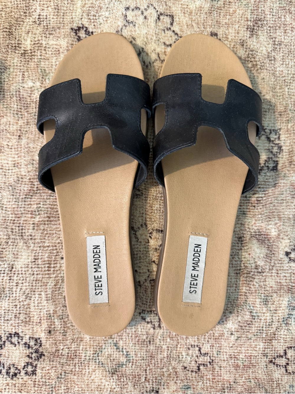 Steve Madden Black Slide Sandals